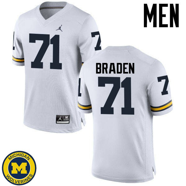 Mens Michigan Wolverines #71 Ben Braden White High School Jersey